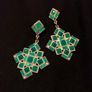 Costume Green Art Deco Earrings